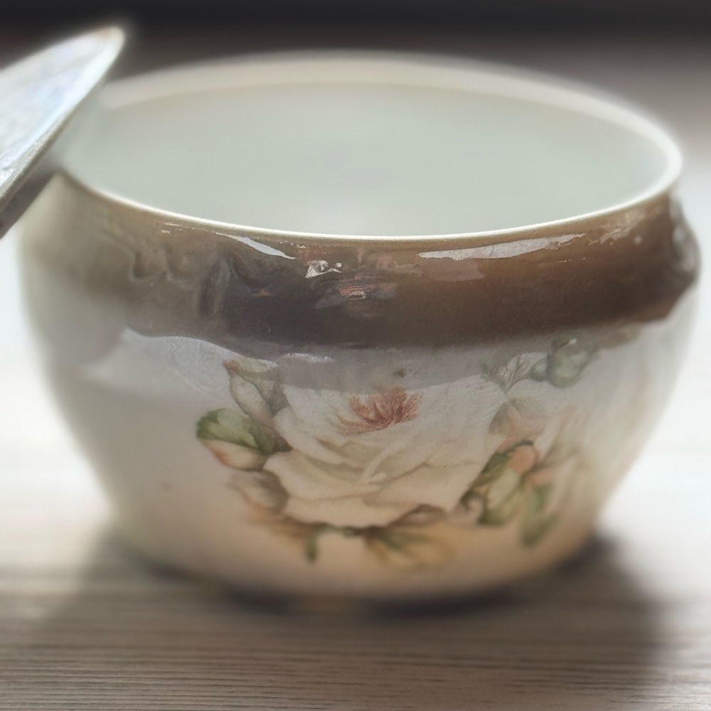 Vintage Floral Porcelain Jewelry/Trinket Box